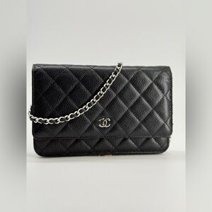 CHANEL Caviar Quilted Wallet on Chain Black Bag